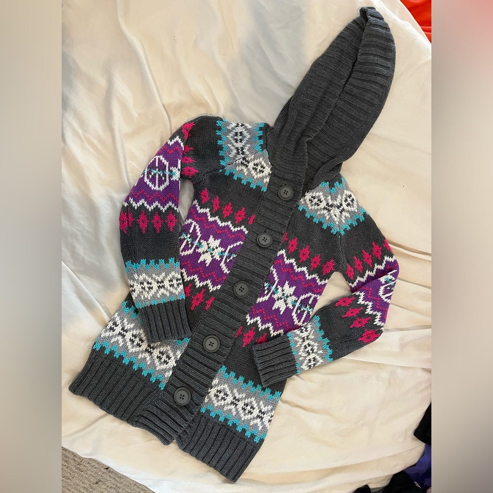 Size 6-7 Sweater Jacket with Nordic Pattern